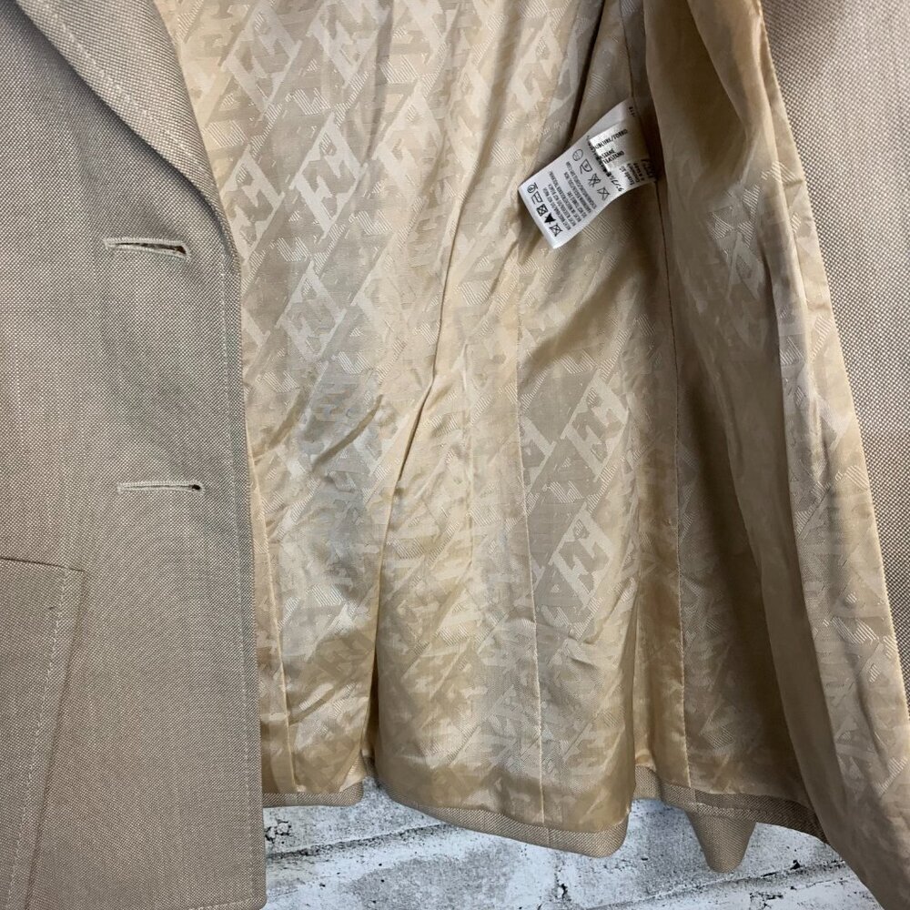 Escada Silk Wool Cotton Blend Earthy Toned Two Button Structured Blazer Coat - Picture 9 of 16